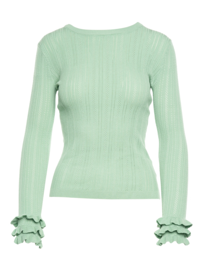 Fine knitted sweater with flounces