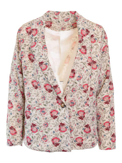 Blazer With Button And Flowers