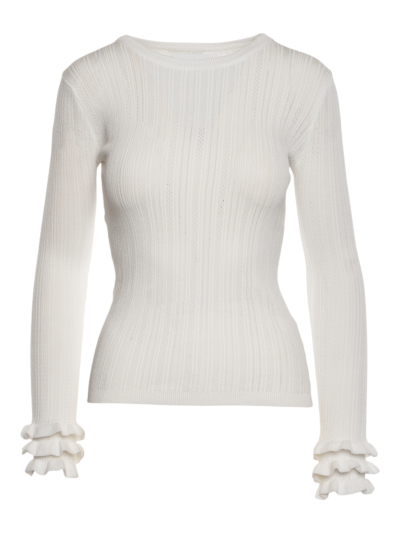 Fine knitted sweater with flounces