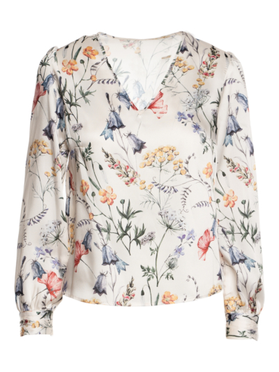 Blouse V-Neck with Flowers
