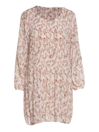 Dress with pleat and blossom print