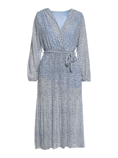 Pleated midi dress with print
